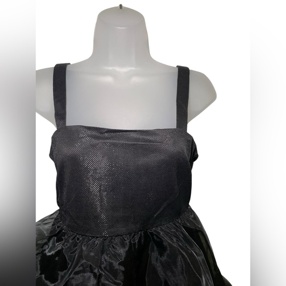 English Factory New NWT Black Empire Waist Tank Top With Organza Overlay Size S - Picture 2 of 5